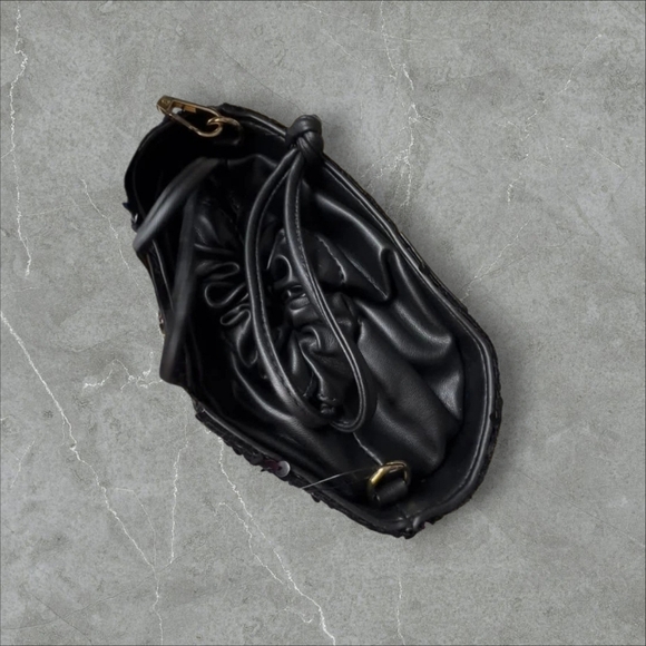 NWT Bagley Mischka Black Sequin Bucket Bag - Picture 4 of 11